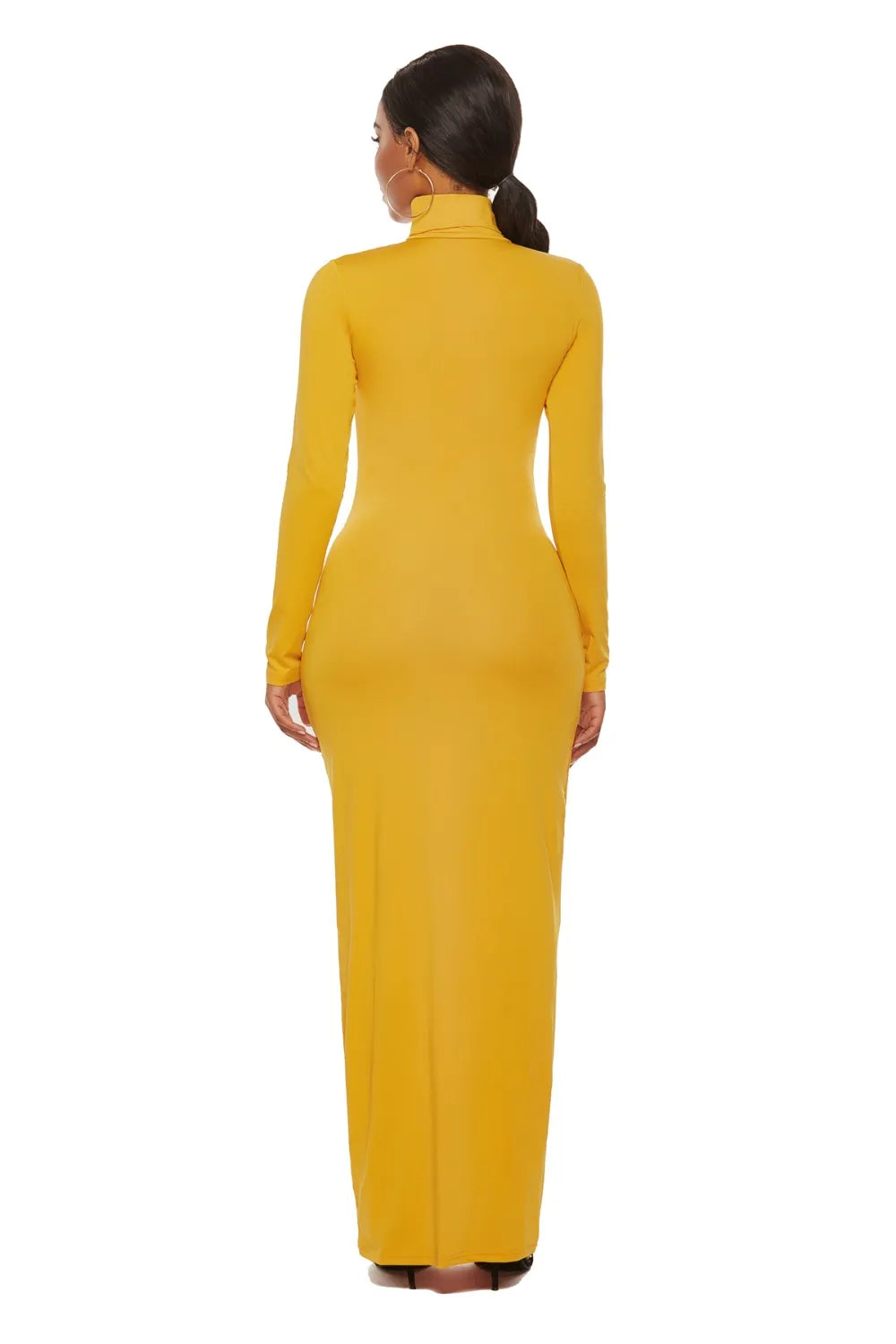 Mock Neck Long Sleeve Maxi Slim Dress - Blushé Belle