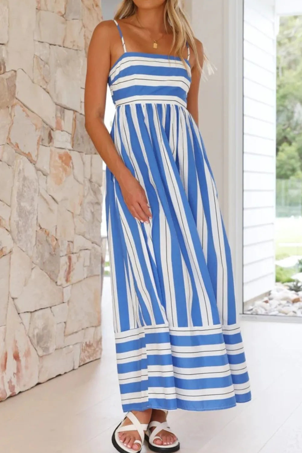 Striped Square Neck Cami Dress - Blushé Belle
