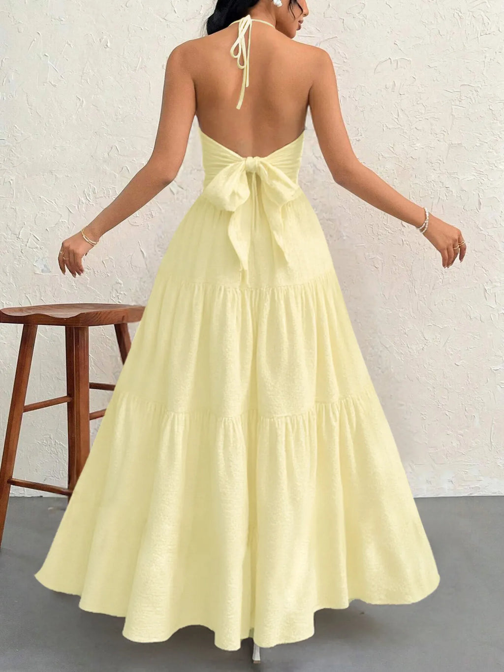 Halter Neck Tiered Maxi Dress - Blushé Belle