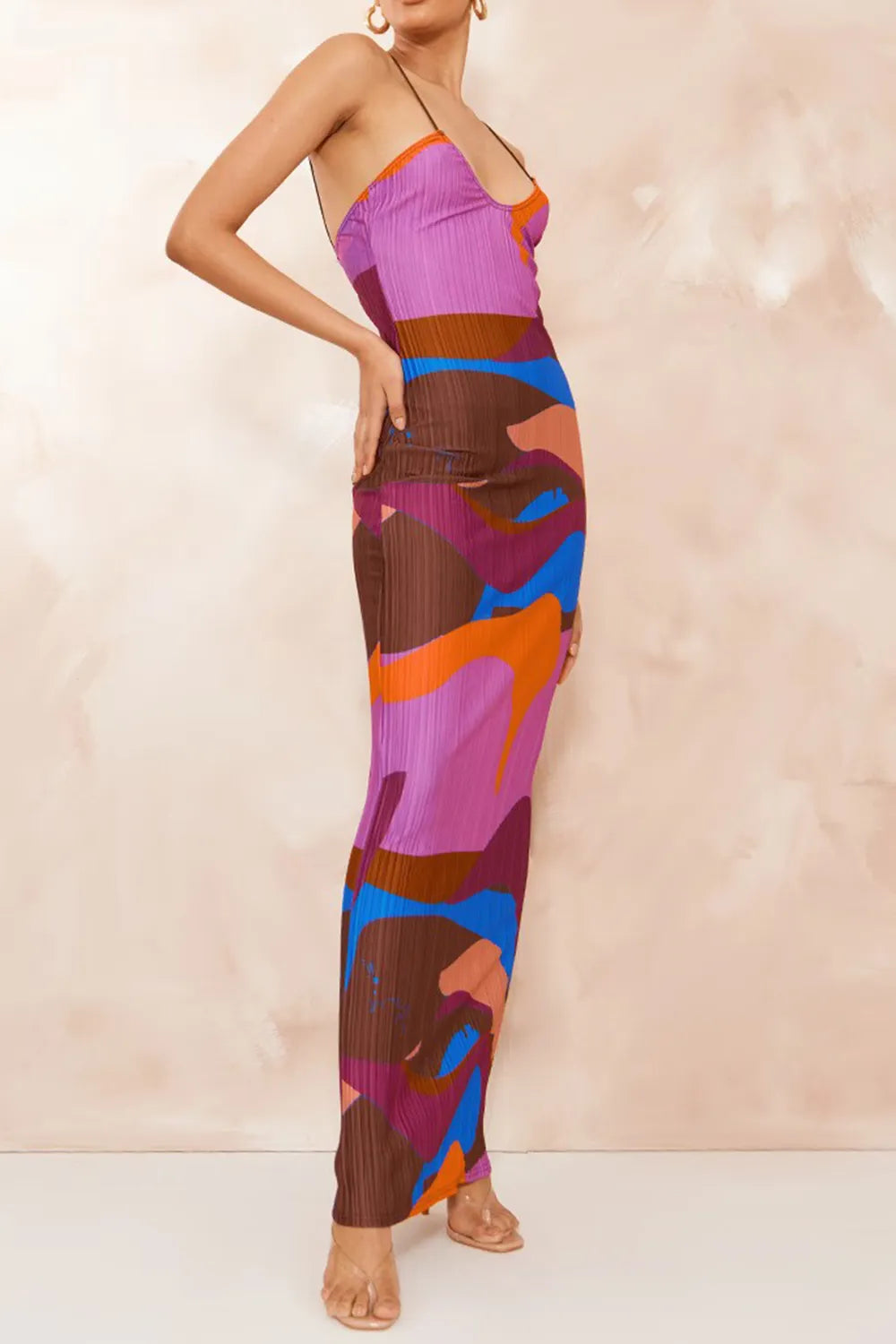 Backless Printed Maxi Cami Dress - Blushé Belle