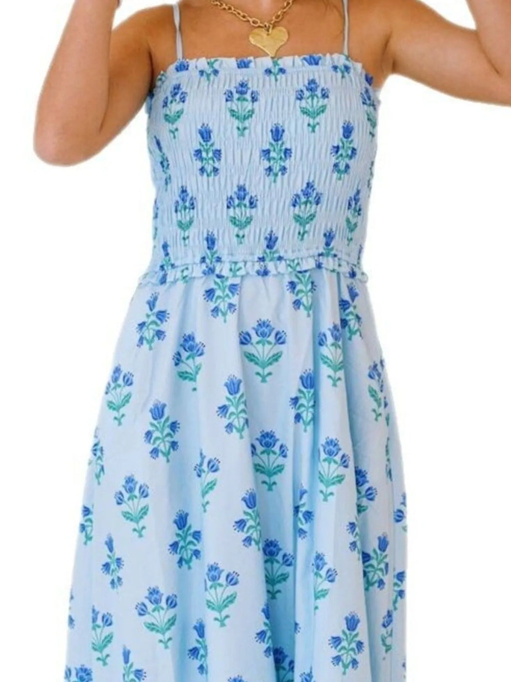 Floral Smocked Adjustable Strap Midi Cami Dress - Blushé Belle