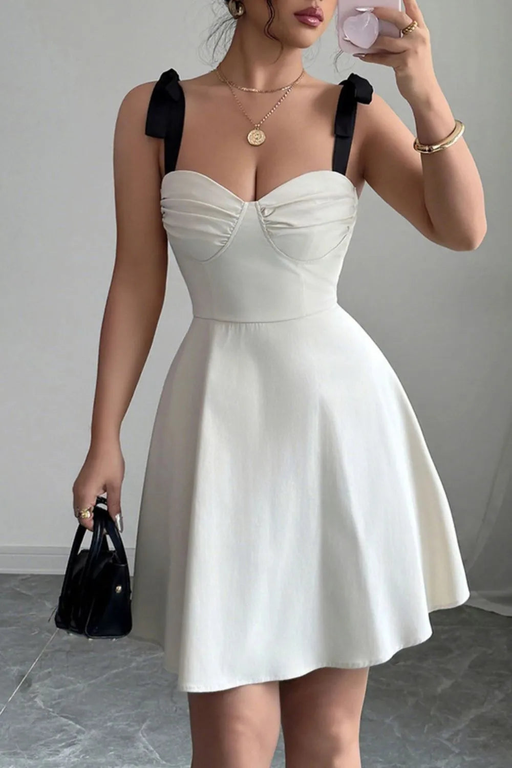 Sweetheart Neck Tie Shoulder Dress - Blushé Belle