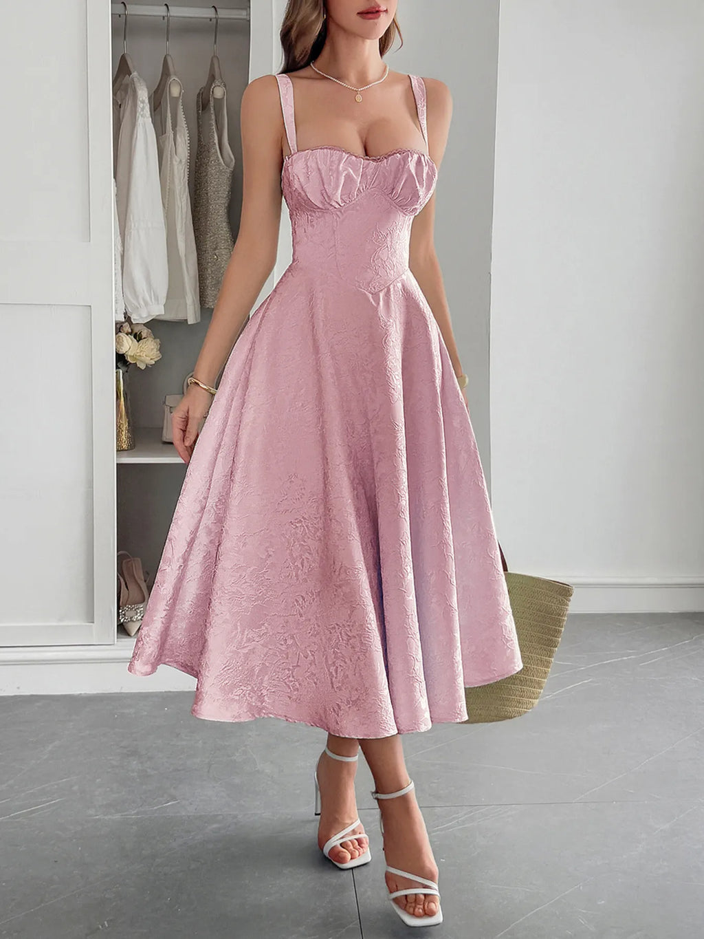Lace-Up Sleeveless Midi Dress - Blushé Belle