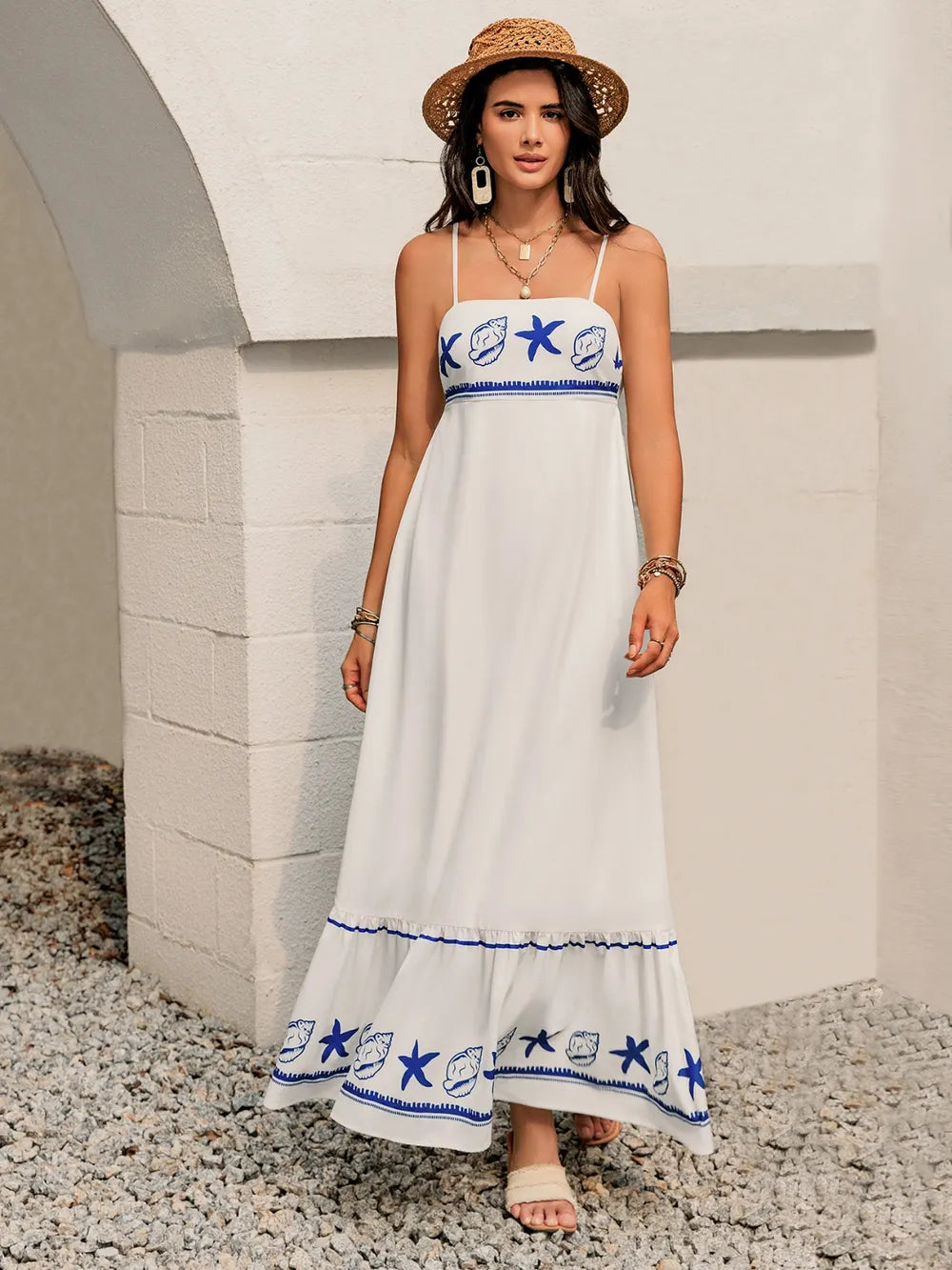 Printed Square Neck Maxi Cami Dress - Blushé Belle