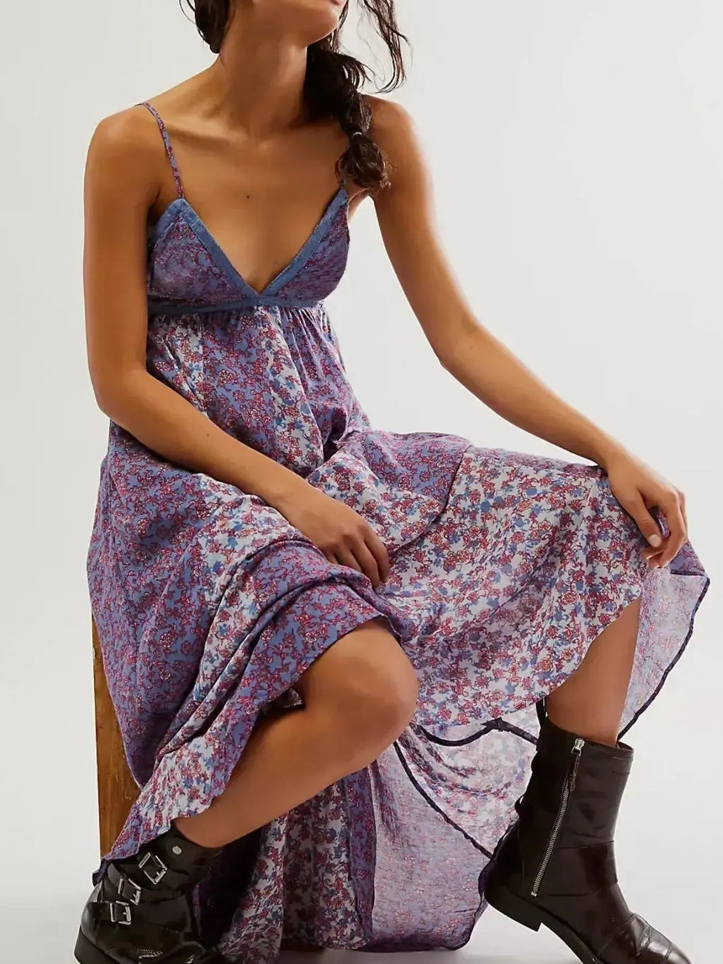 Floral V-Neck Maxi Cami Dress - Blushé Belle