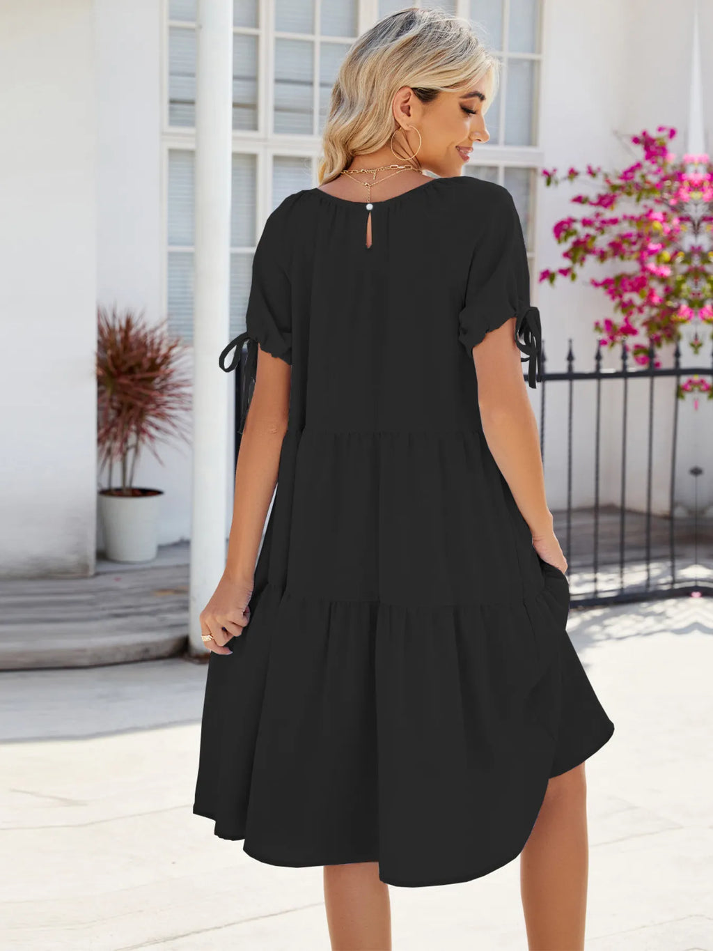 Tiered Round Neck Summer Dress - Blushé Belle