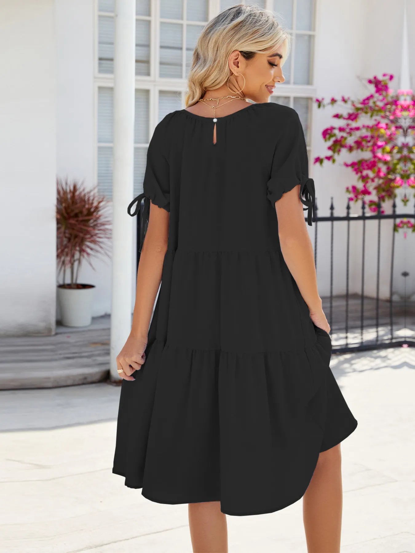 Tiered Round Neck Summer Dress - Blushé Belle