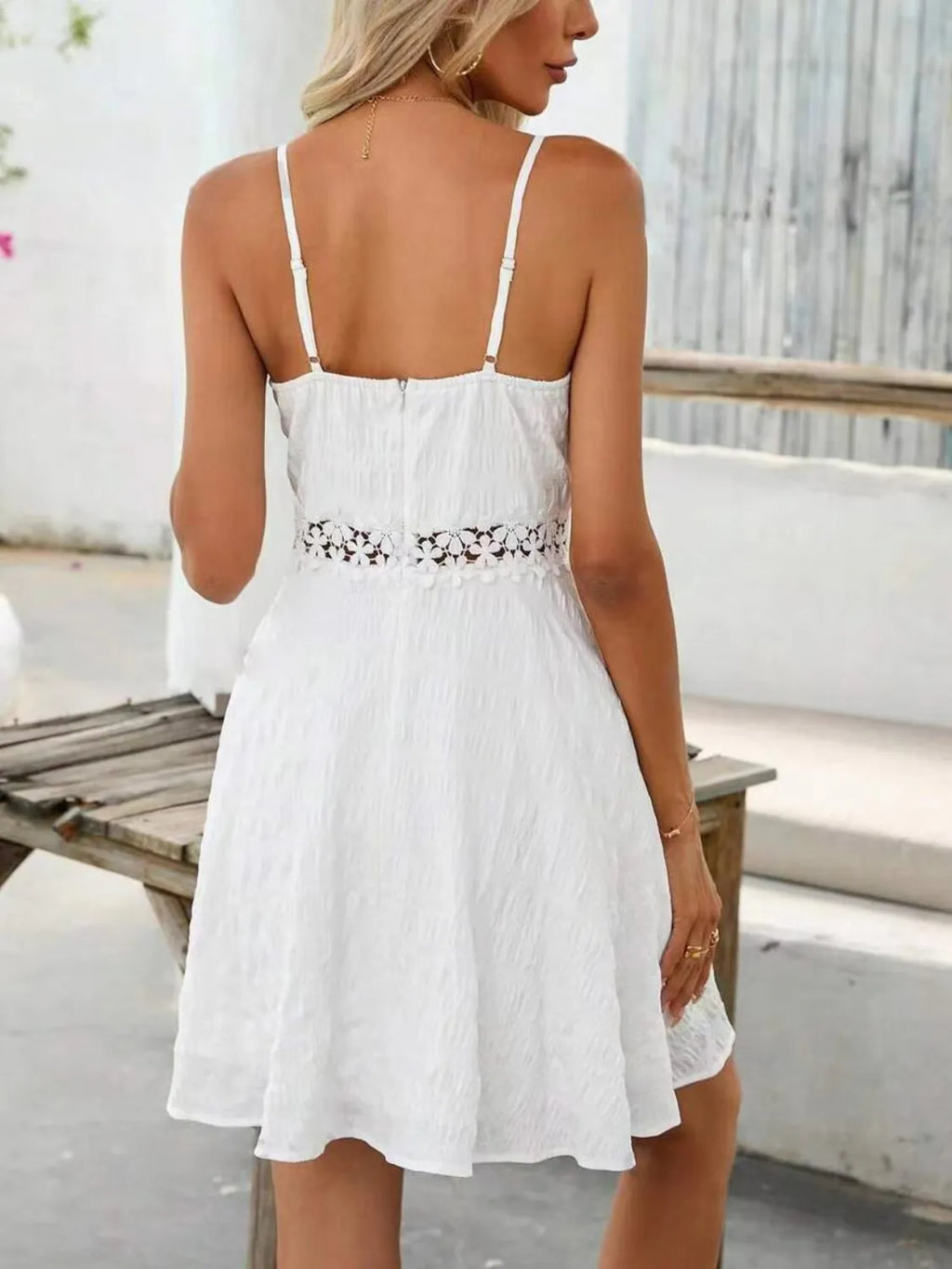 Lace Detail V-Neck Mini Cami Dress - Blushé Belle