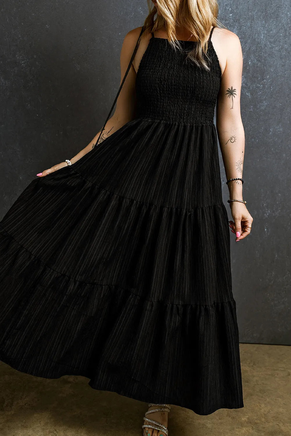 Smocked Tiered Spaghetti Strap Dress - Blushé Belle