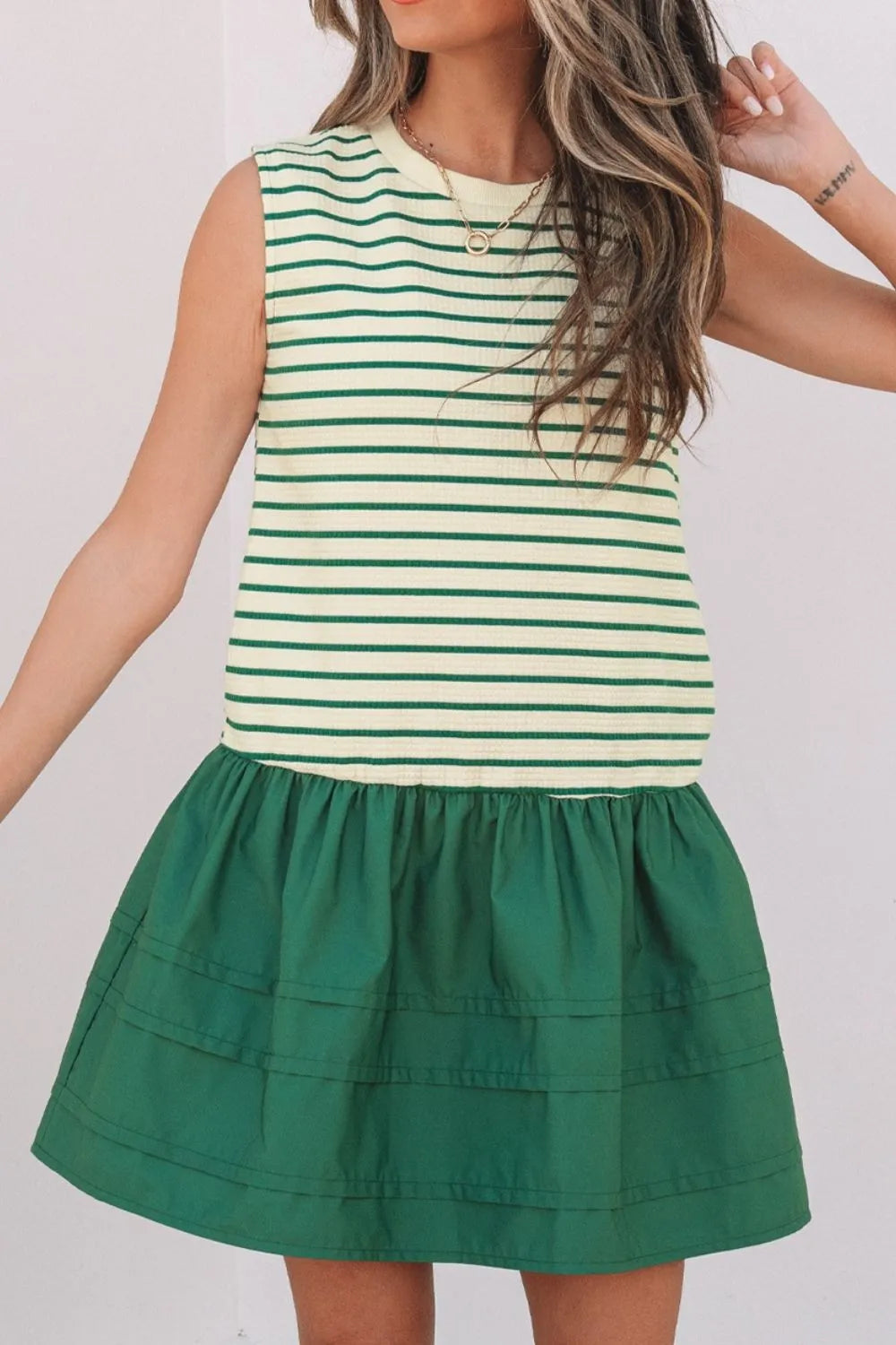 Stripe Woven Sleeveless Mini Dress - Blushé Belle