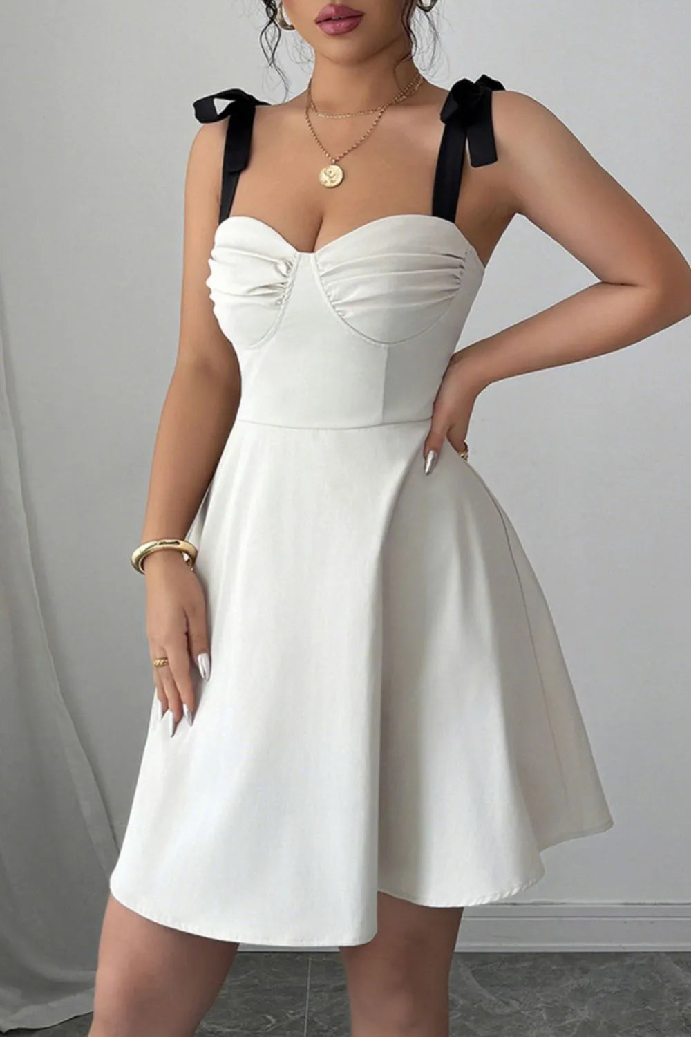 Sweetheart Neck Tie Shoulder Dress - Blushé Belle