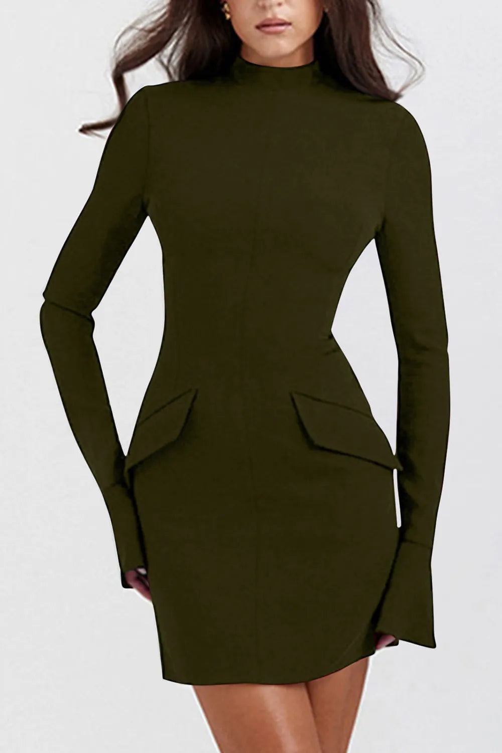 Mock Neck Long Sleeve Mini Dress - Blushé Belle