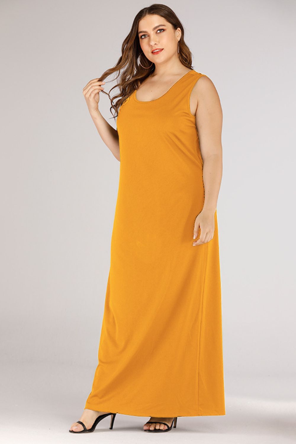 Plus Size Scoop Neck Maxi Tank Dress - Blushé Belle