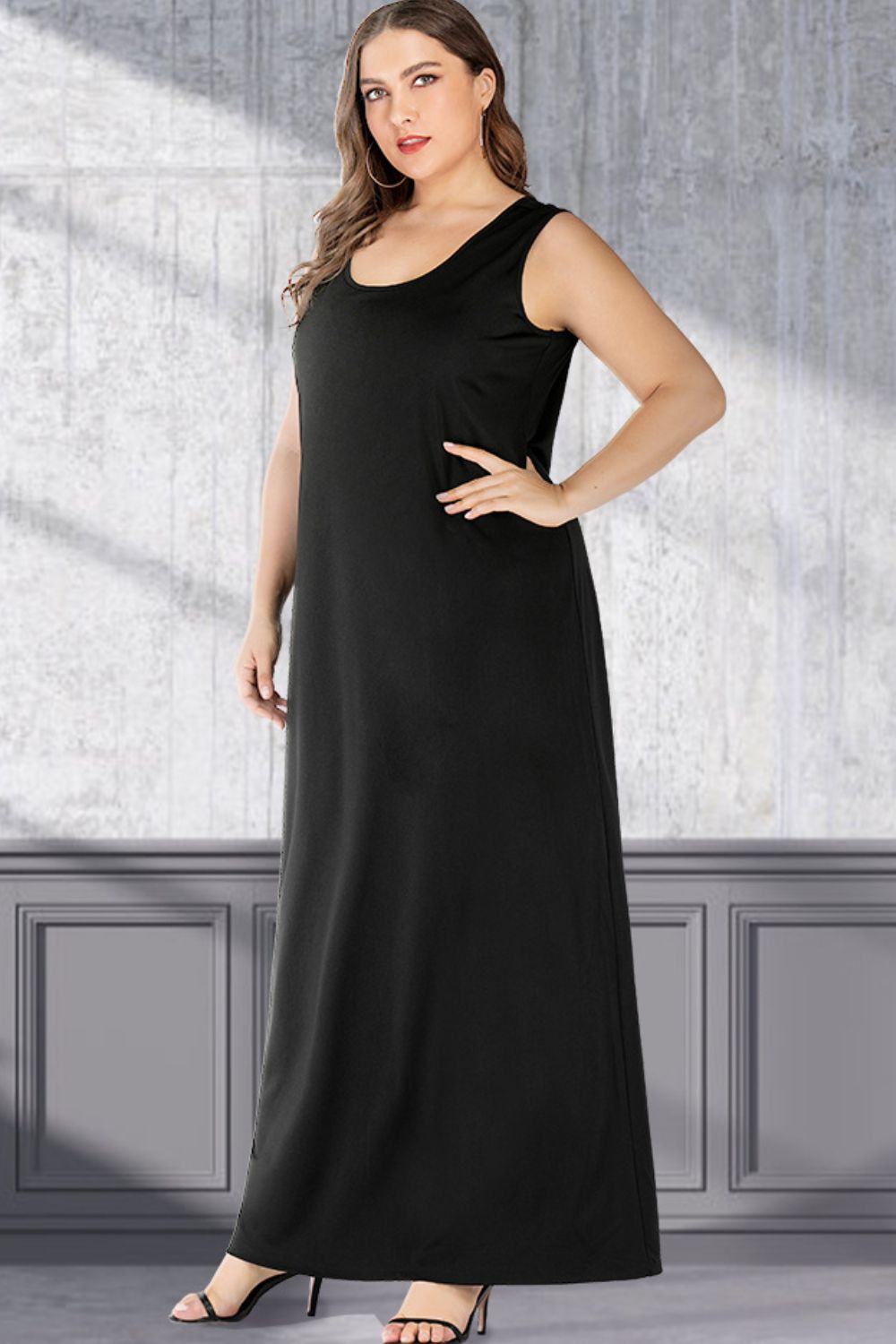 Plus Size Scoop Neck Maxi Tank Dress - Blushé Belle