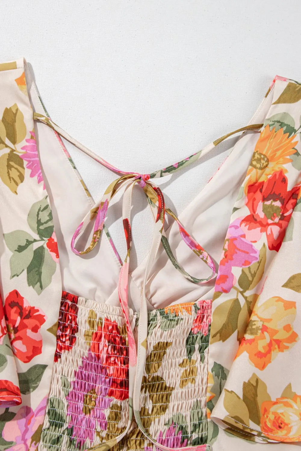 Floral Short Sleeve Tie Back Slit Dress - Blushé Belle
