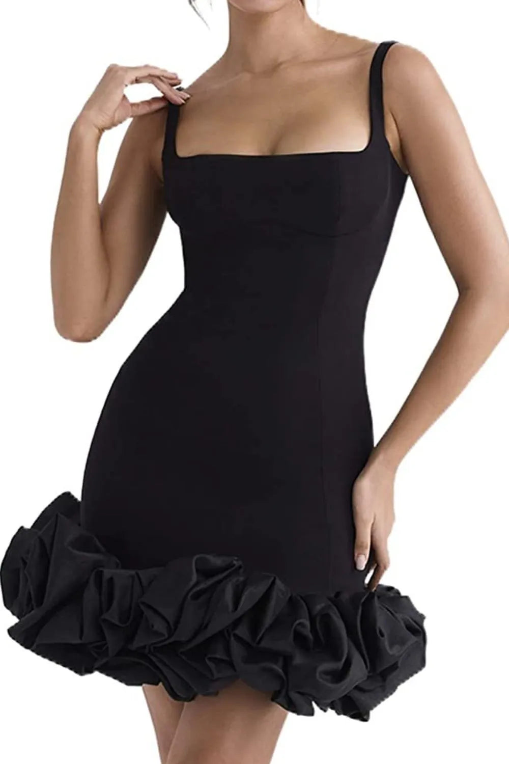 Ruched Square Neck Sleeve Mini Dress - Blushé Belle