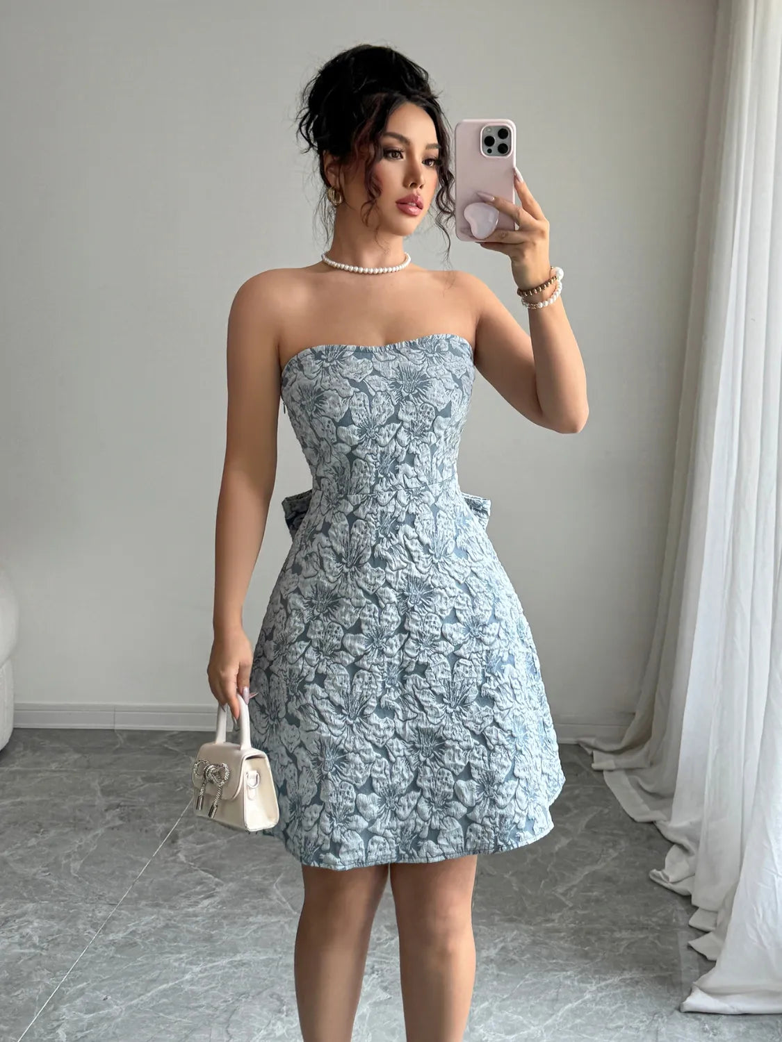 Bow Back Tube Mini Dress - Blushé Belle