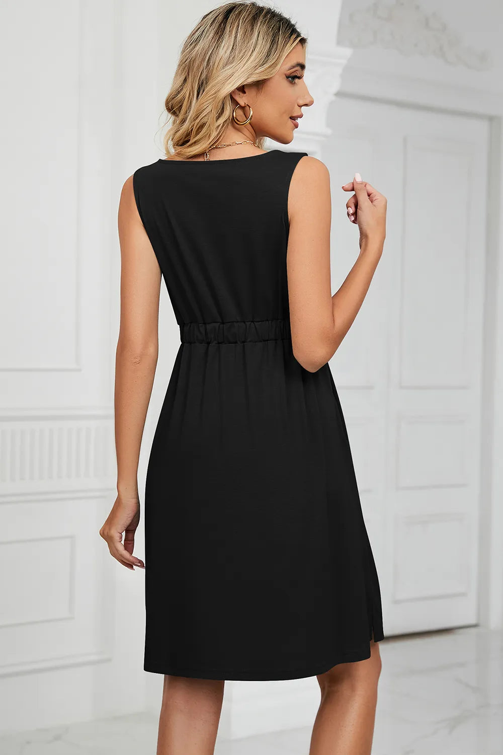 Buttoned Wide Strap Mini Dress - Blushé Belle