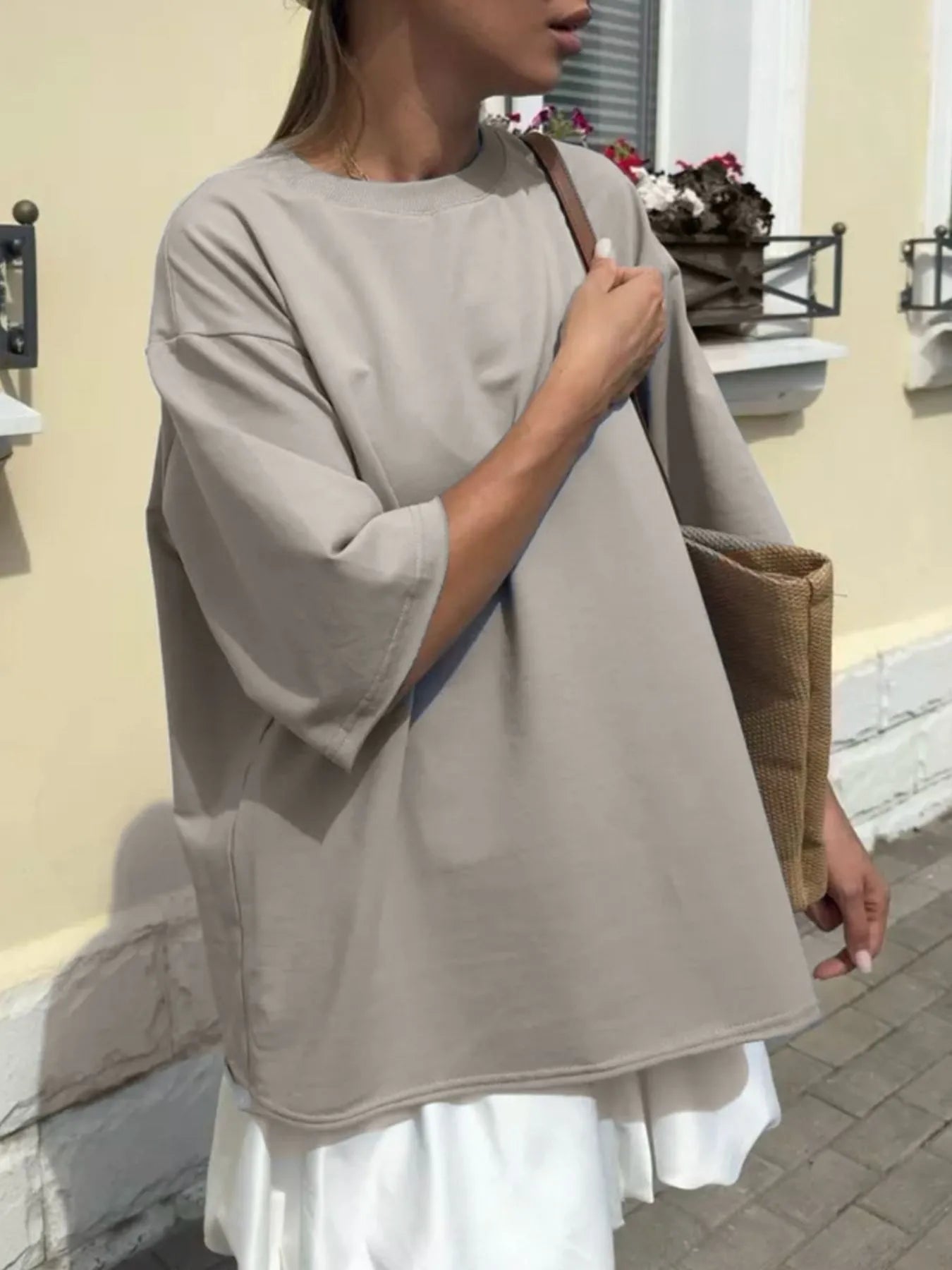 Round Neck Half Sleeve Oversized T-Shirt - Blushé Belle