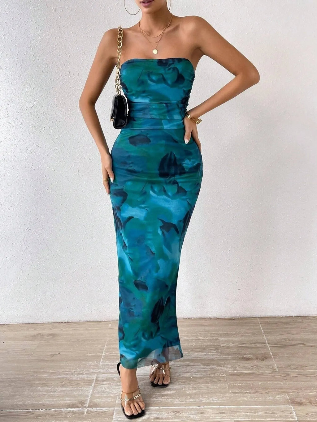 Printed Side Slit Tube Dress - Blushé Belle