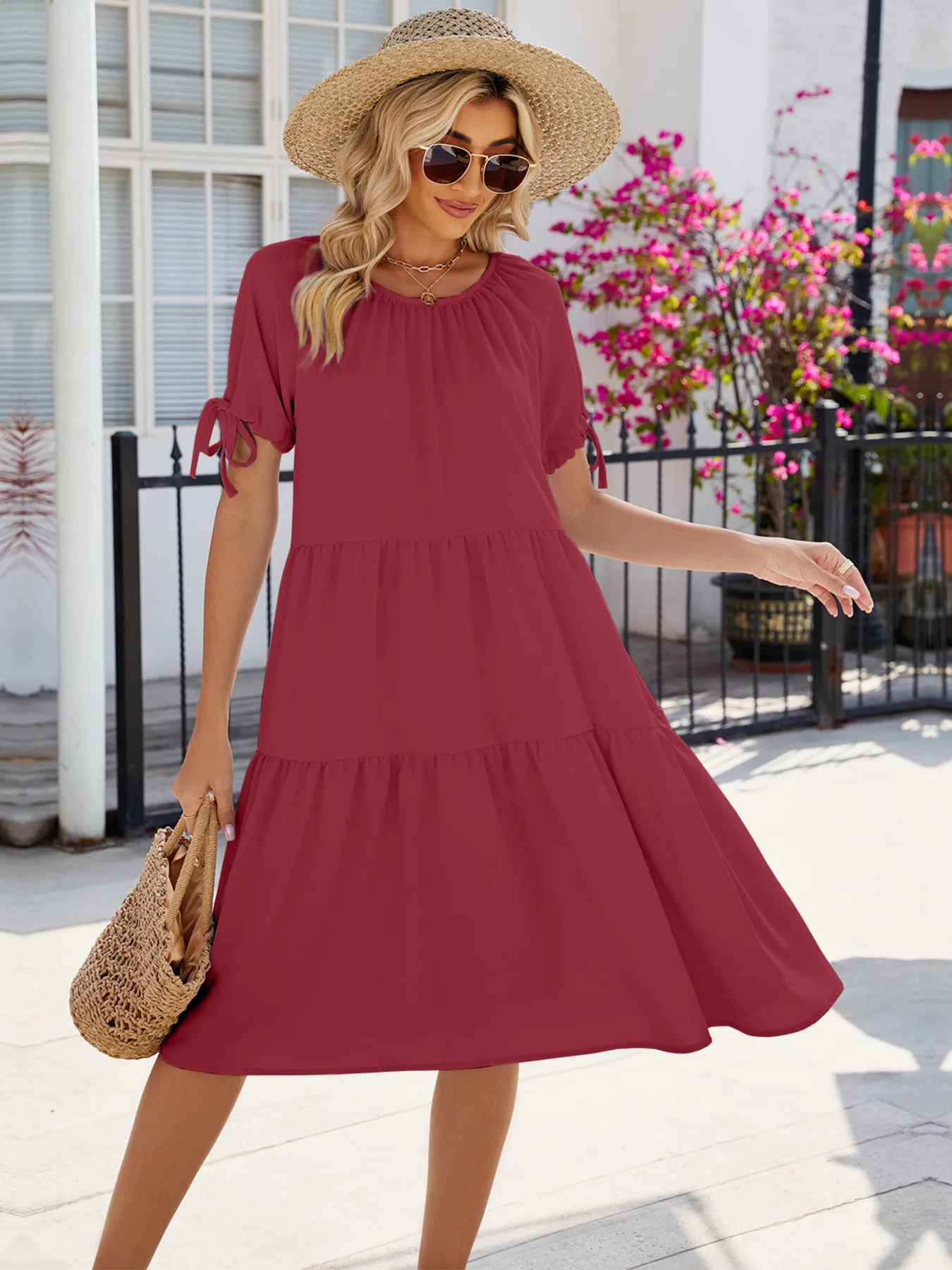 Tiered Round Neck Summer Dress - Blushé Belle