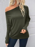 Single Shoulder Long Sleeve T-Shirt - Blushé Belle