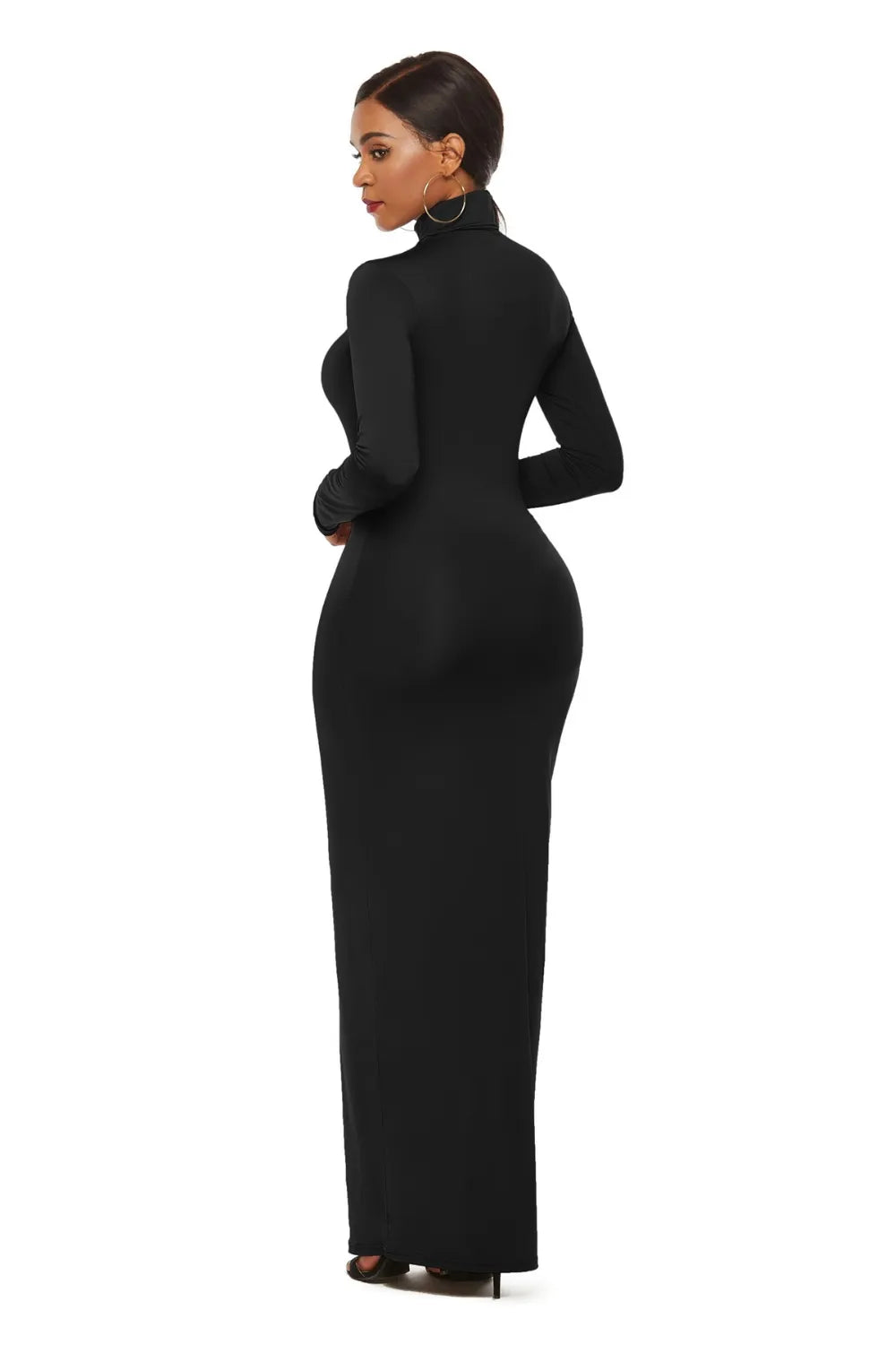 Mock Neck Long Sleeve Maxi Slim Dress - Blushé Belle