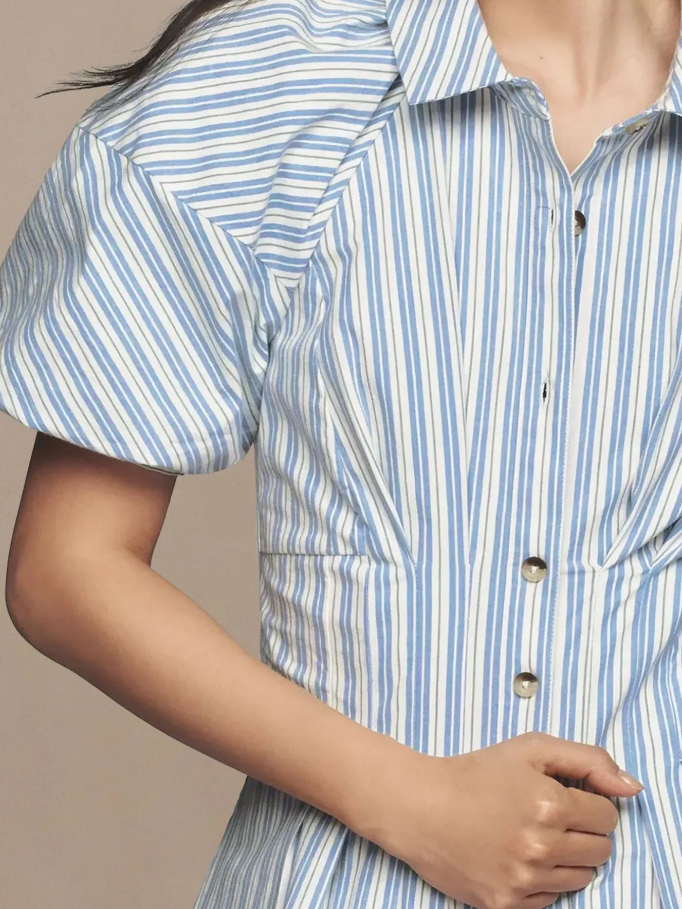 Striped Button Front Shirt Dress - Blushé Belle