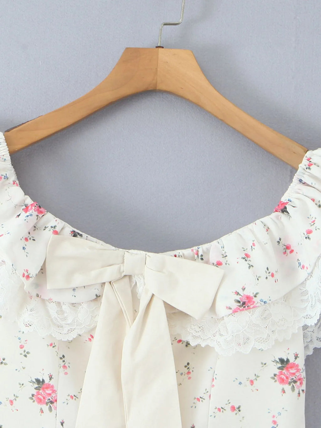 Off-Shoulder Floral Lace Trim Mini Dress - Blushé Belle