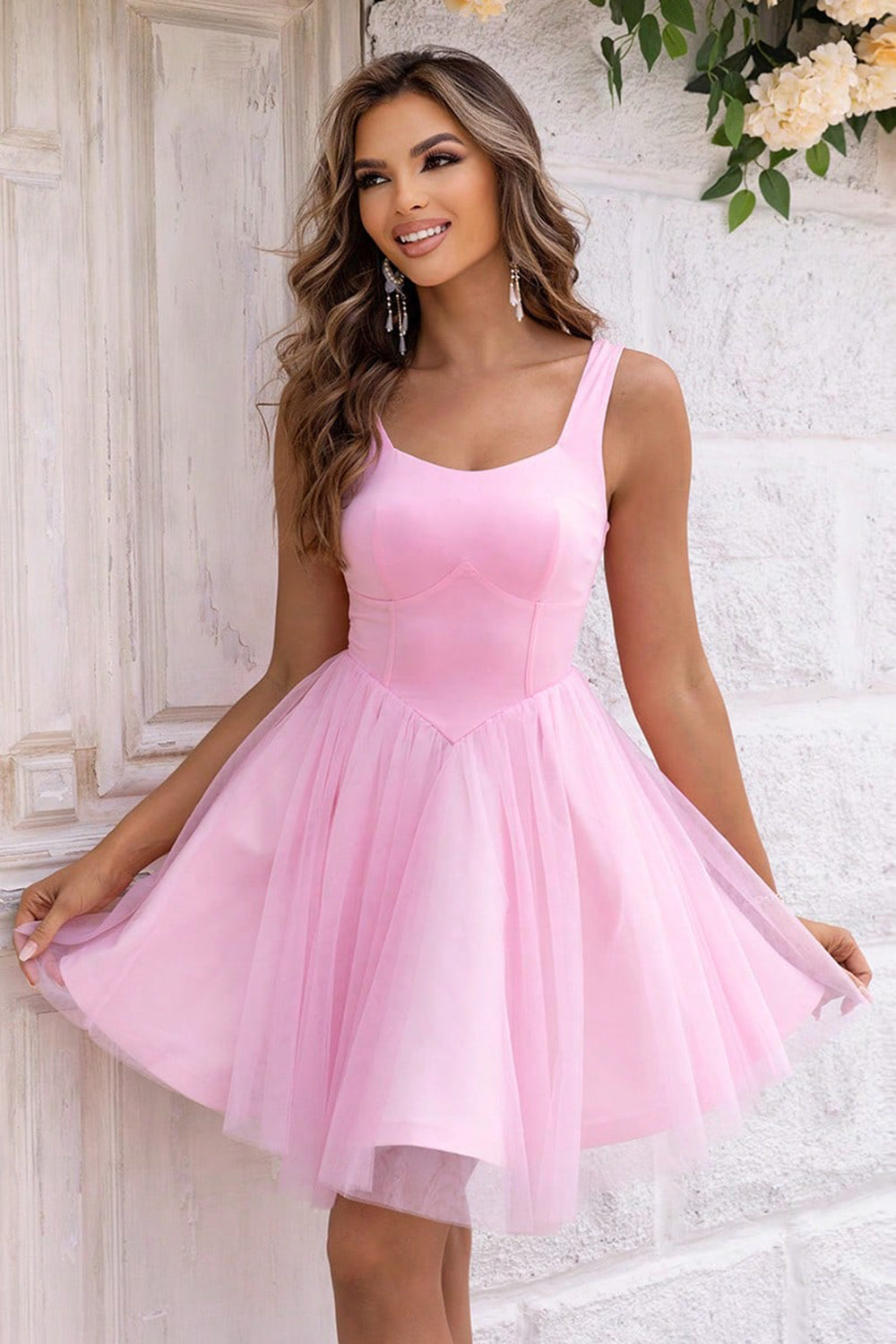 Wide Strap Mesh Dress - Blushé Belle