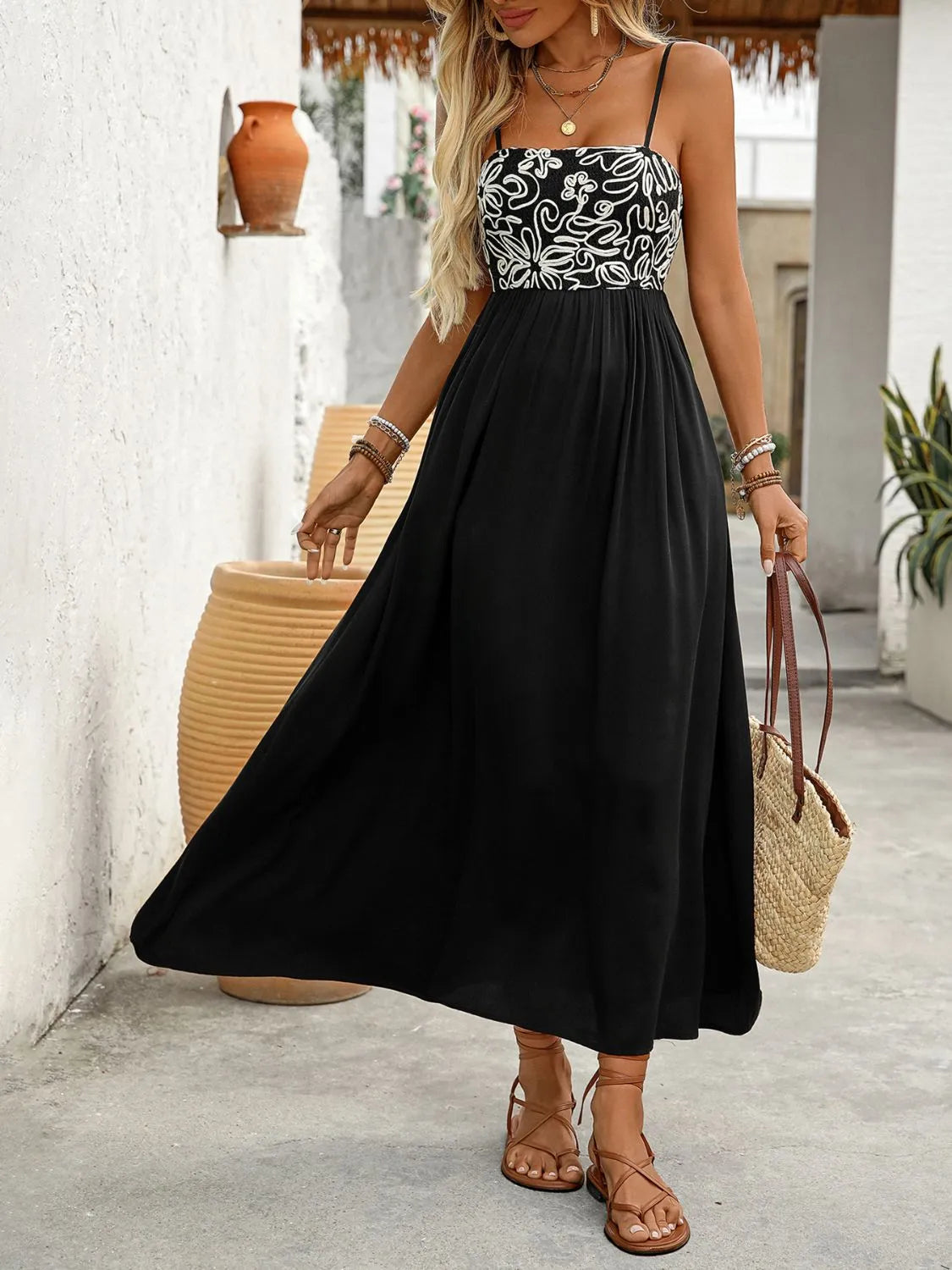 Smocked Midi Cami Dress with Pockets - Blushé Belle