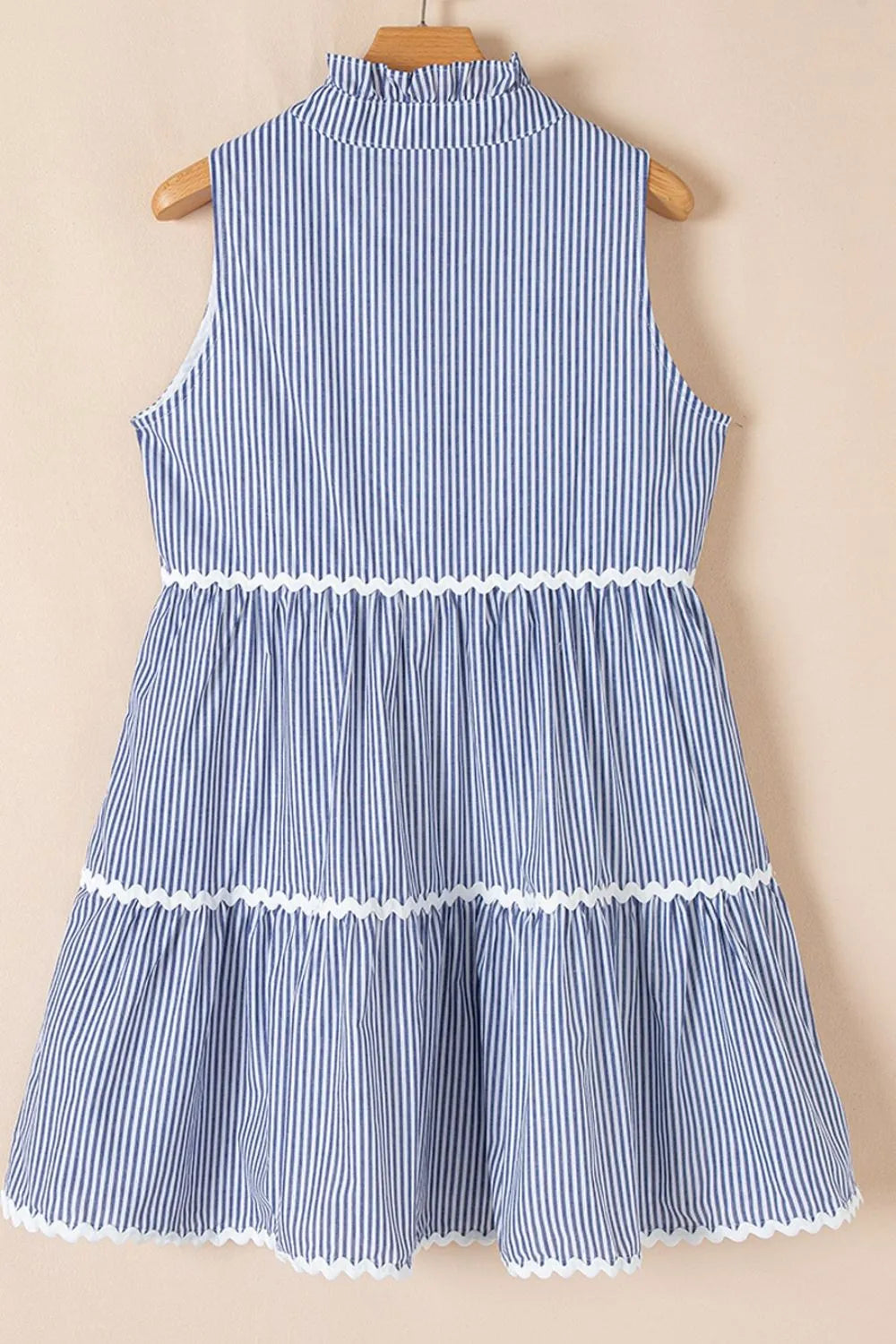 Stripe Sleeveless Notched Ric Rac Mini Dress - Blushé Belle