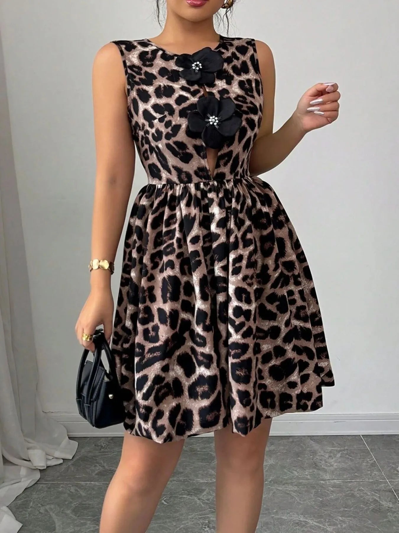 Leopard Print Sleeveless Fit and Flare Mini Dress - Blushé Belle