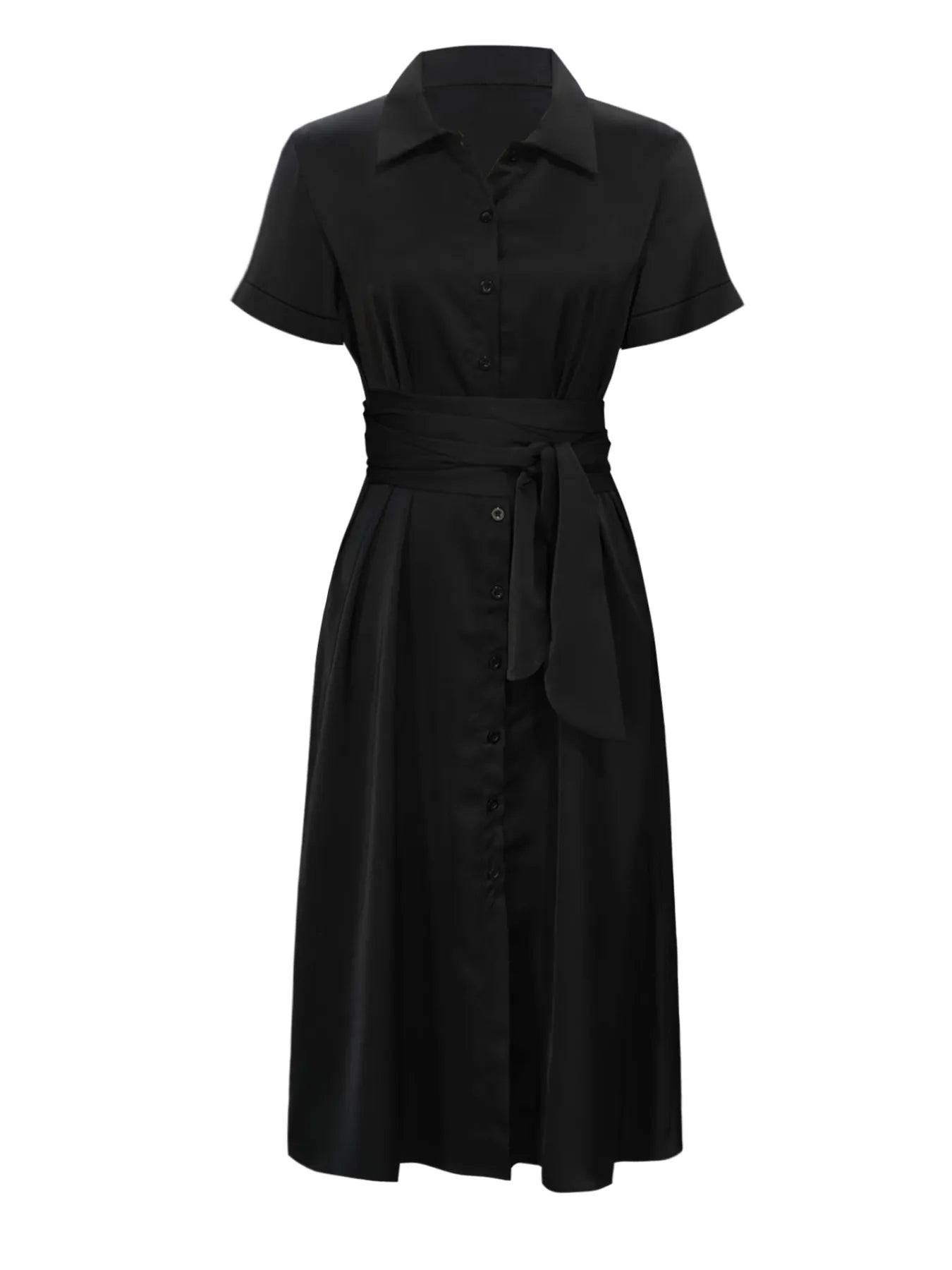 Button Down Belted Midi Shirt Dress - Blushé Belle