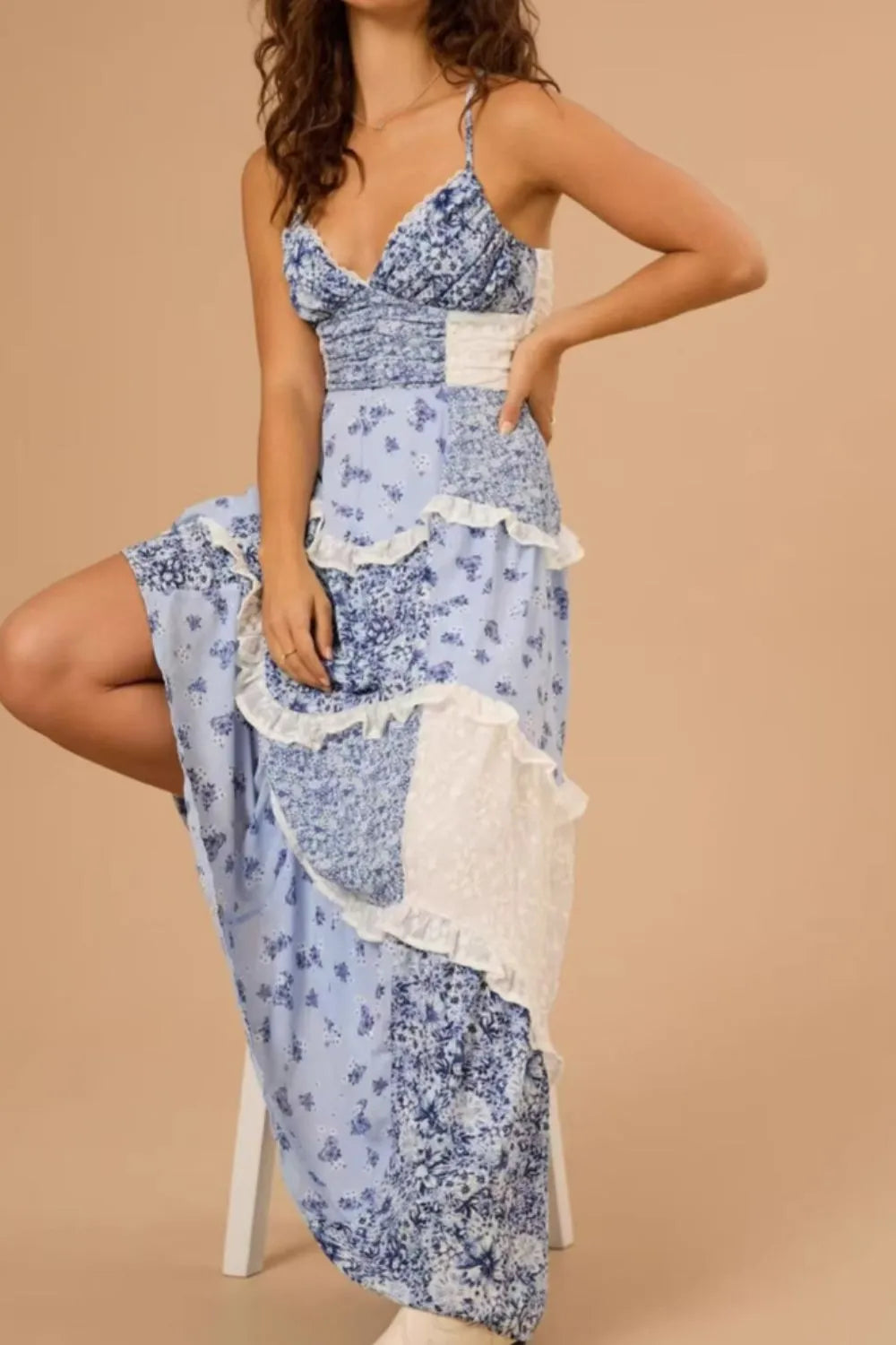 Floral Lace Trim Maxi Cami Dress - Blushé Belle