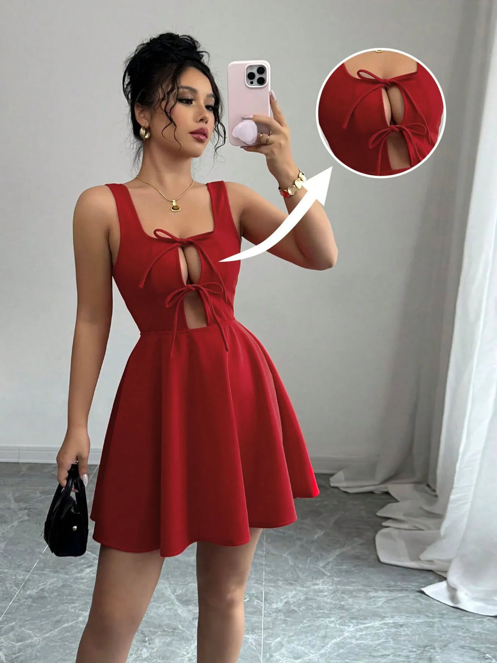 Tie Front Wide Strap Dress - Blushé Belle