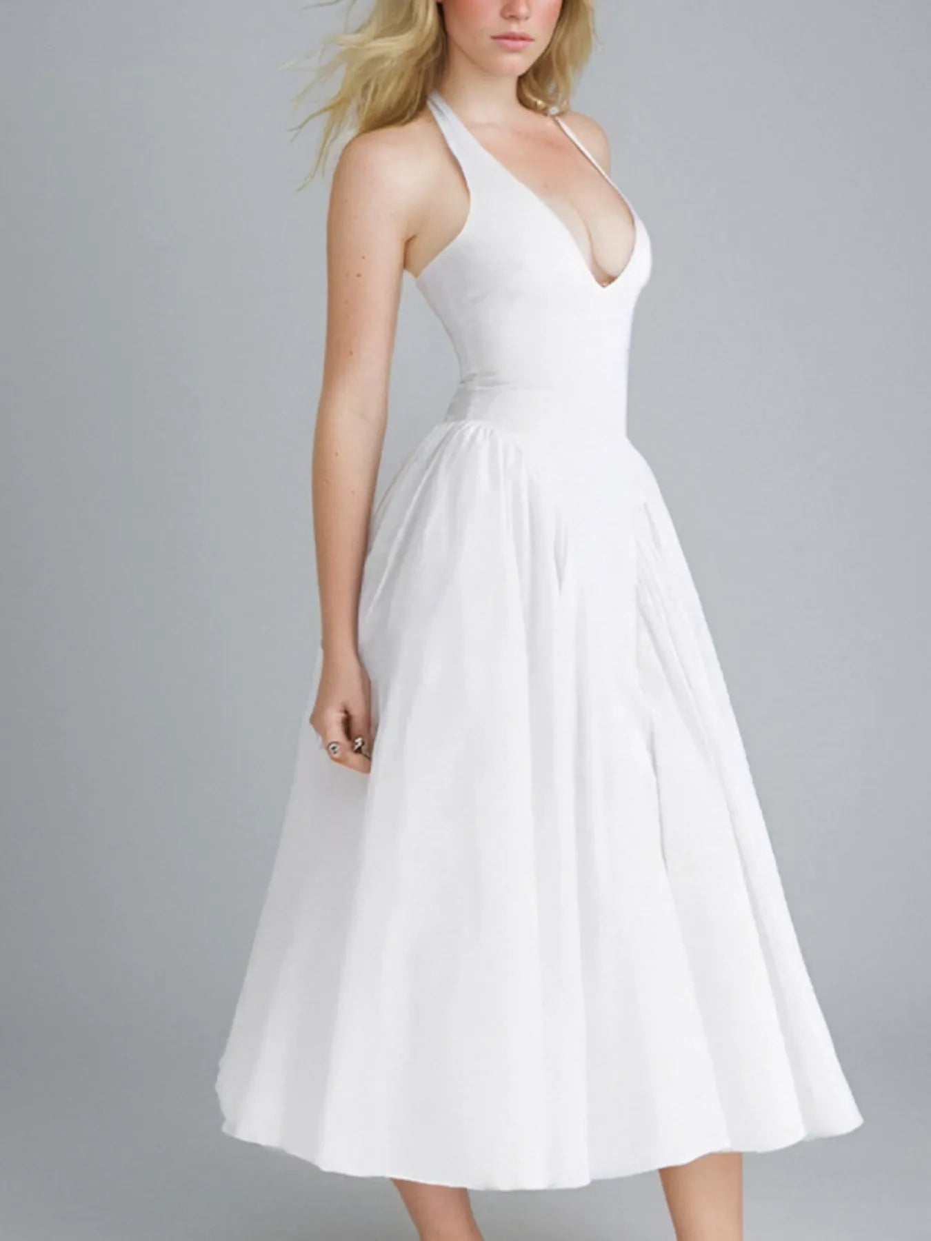 Full Size Ruched Halter Neck Midi Dress Plus Size - Blushé Belle