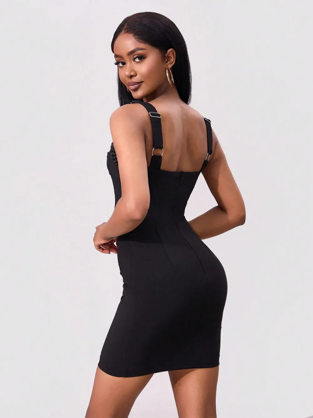 Bead Trim Wide Strap Wrap Dress - Blushé Belle