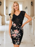 Ruffled V-Neck Floral Cap Sleeve Dress - Blushé Belle