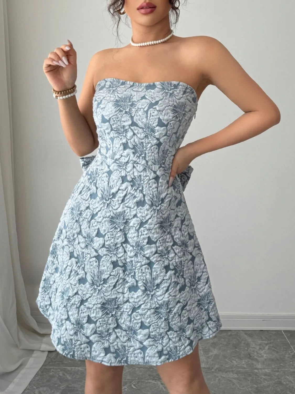 Bow Back Tube Mini Dress - Blushé Belle