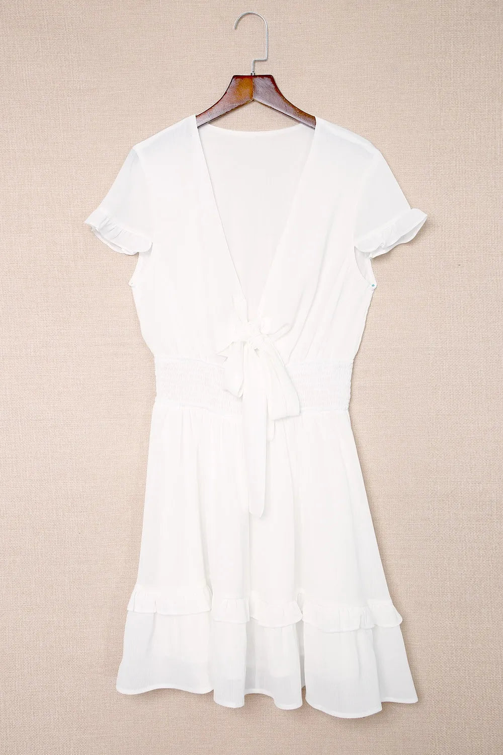 Tie-Front Mini Dress with Smocked Waist - Blushé Belle