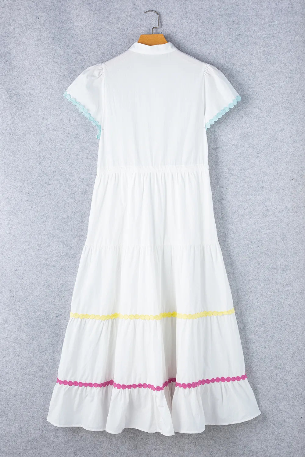 Contrast Trim Button Up Short Sleeve Dress - Blushé Belle