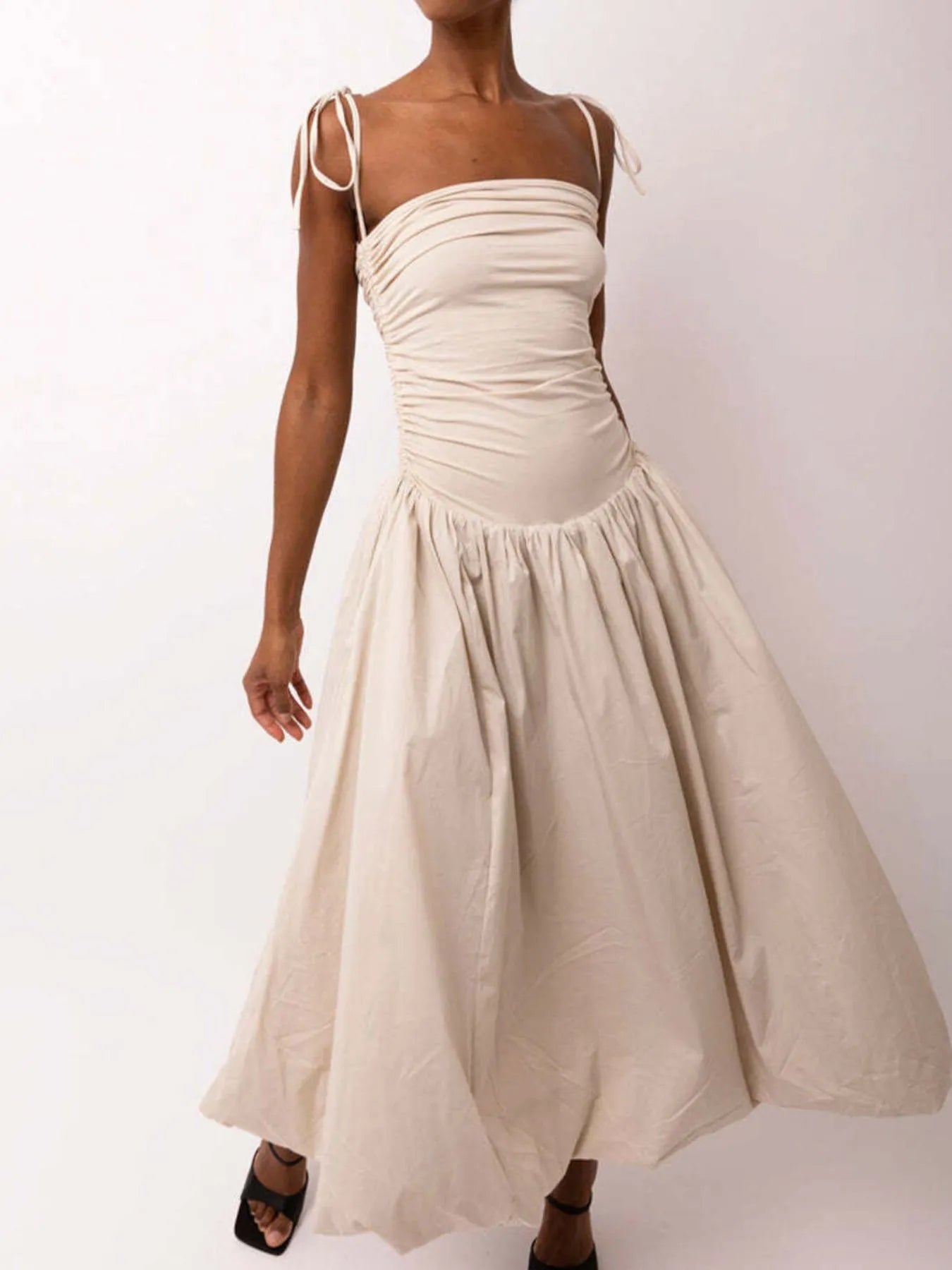 Ruched Sleeveless Midi Dress - Blushé Belle