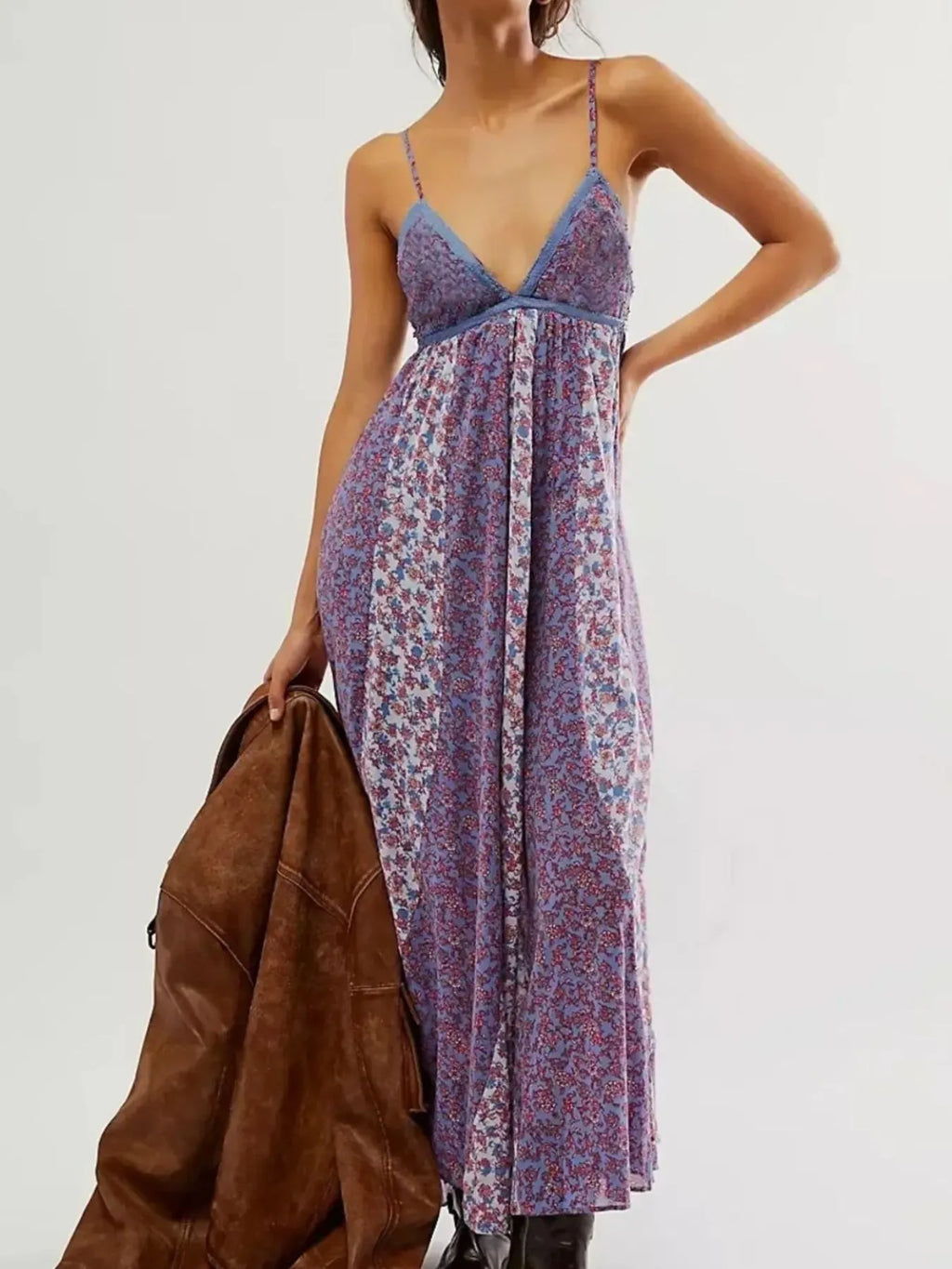 Floral V-Neck Maxi Cami Dress - Blushé Belle