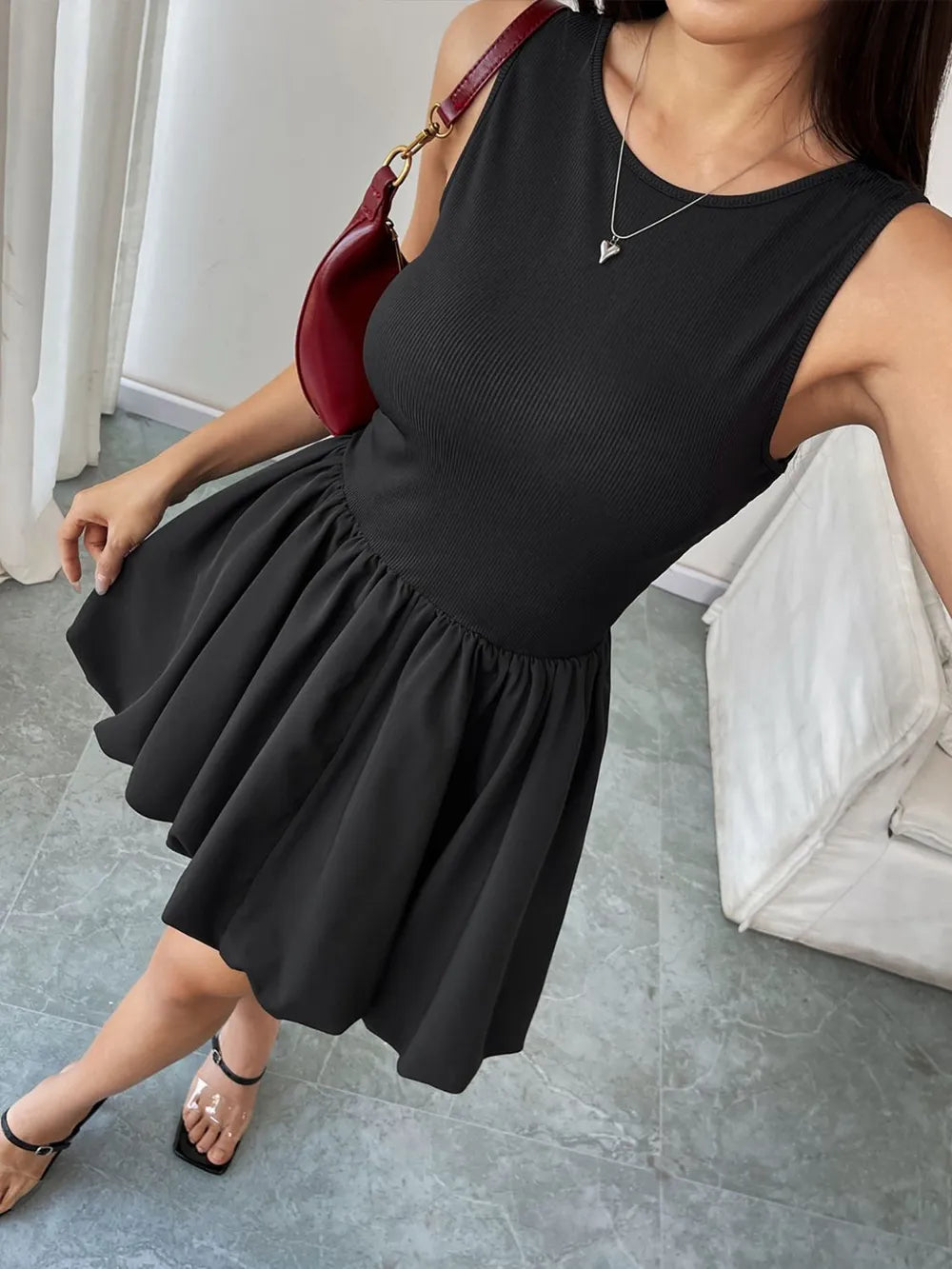 Perfee Ruched Sleeveless Mini Dress - Blushé Belle