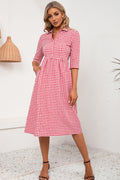 Ivy Lane Plaid Collared Neck Midi Dress - Blushé Belle