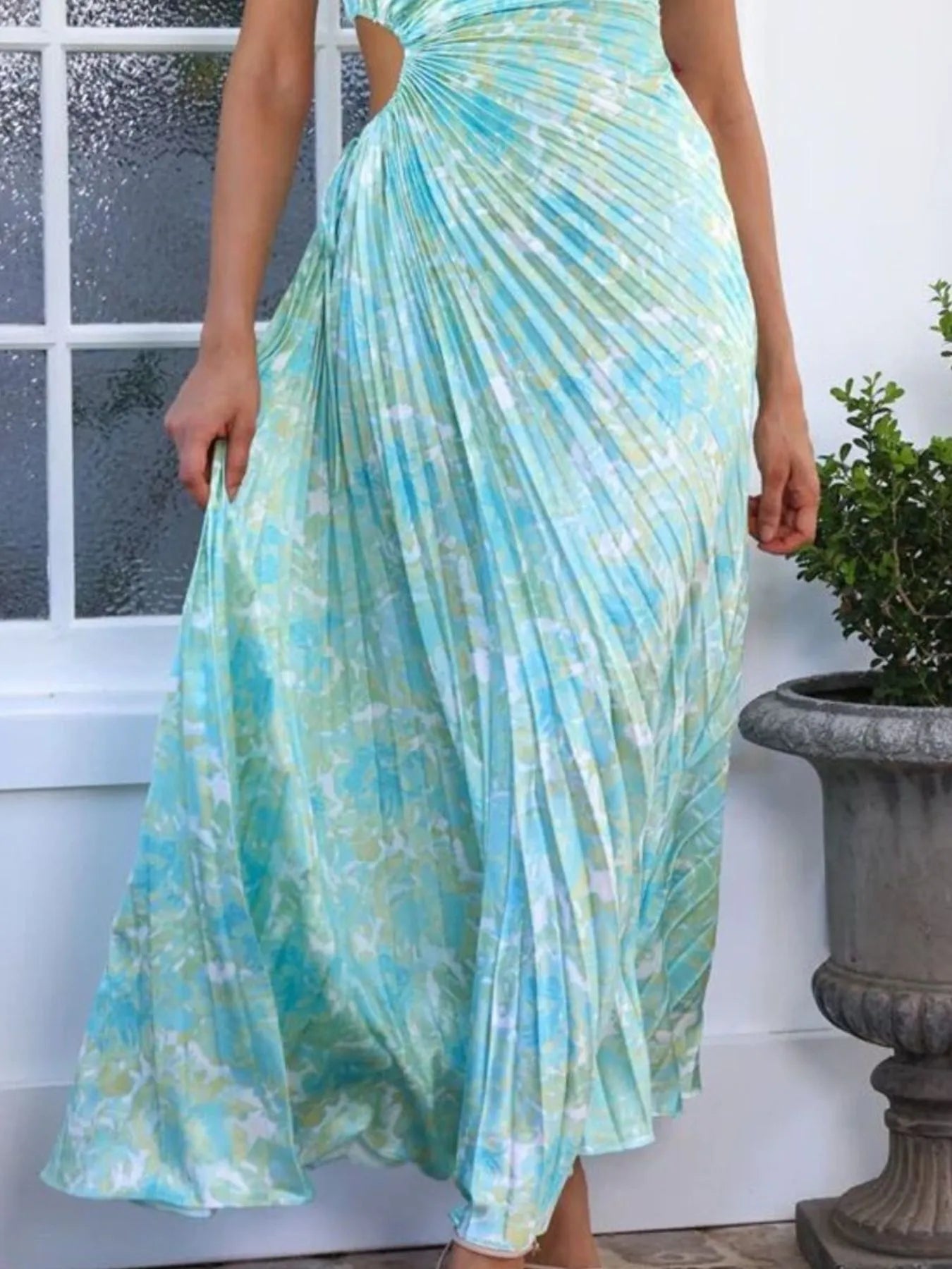 Full Size Single Shoulder Pleated Midi Dress Plus Size - Blushé Belle