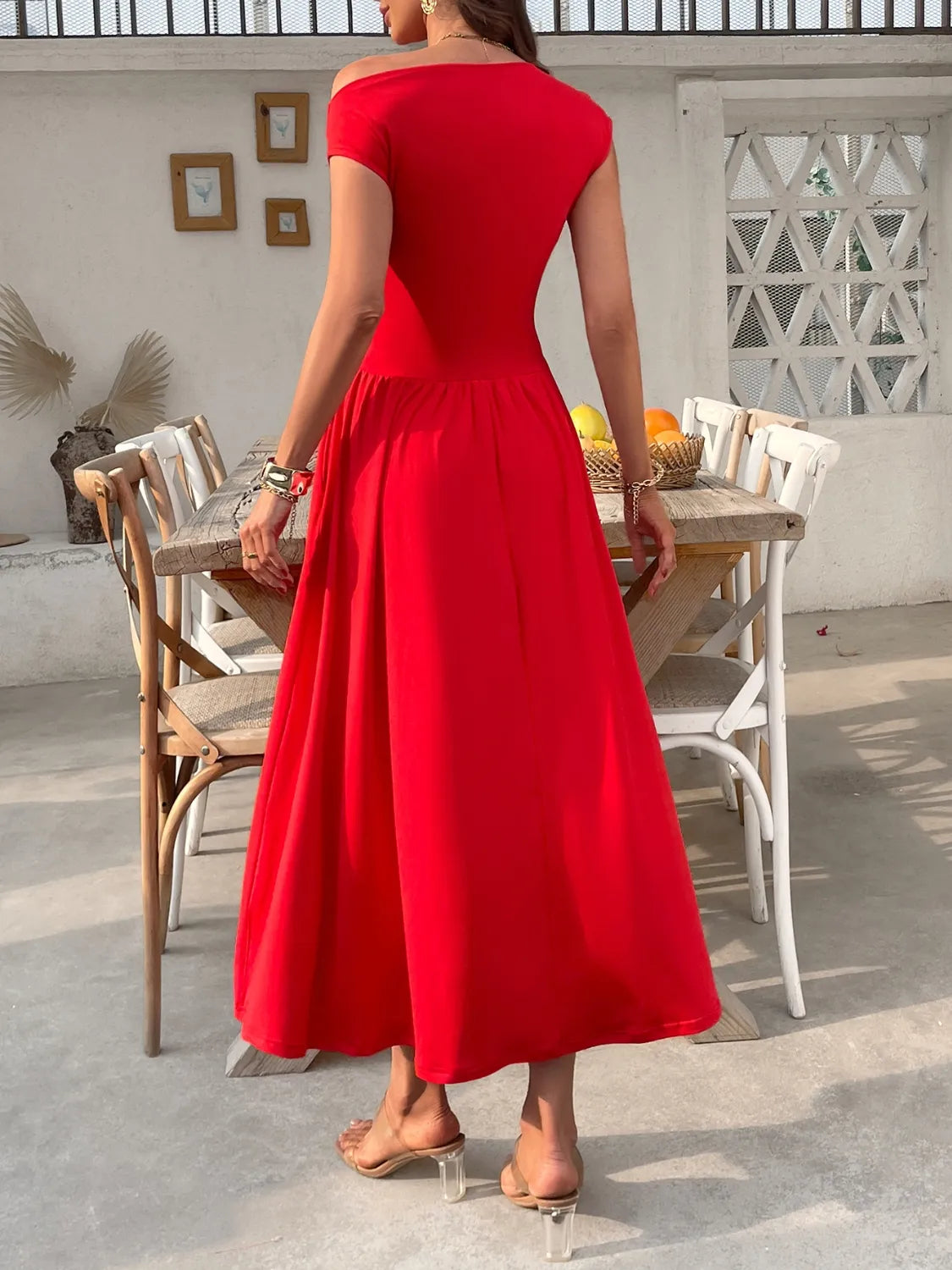 Single Shoulder Midi Dress with Pockets - Blushé Belle