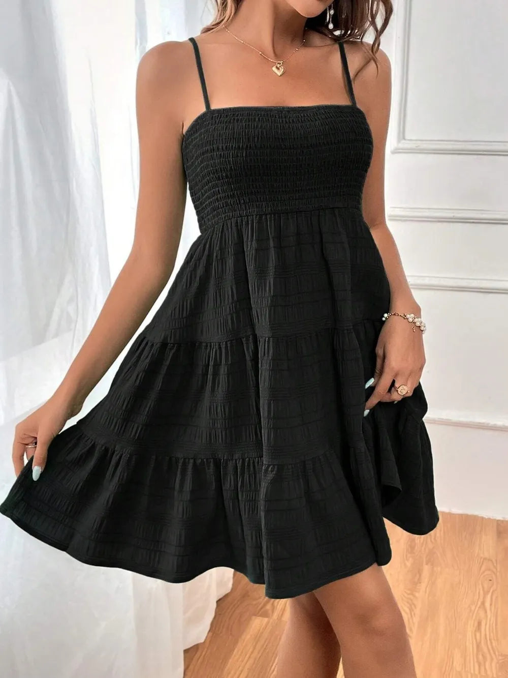 Tiered Smocked Square Neck Cami Dress - Blushé Belle