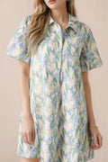 Floral Print Button-Up Shirt Dress - Blushé Belle
